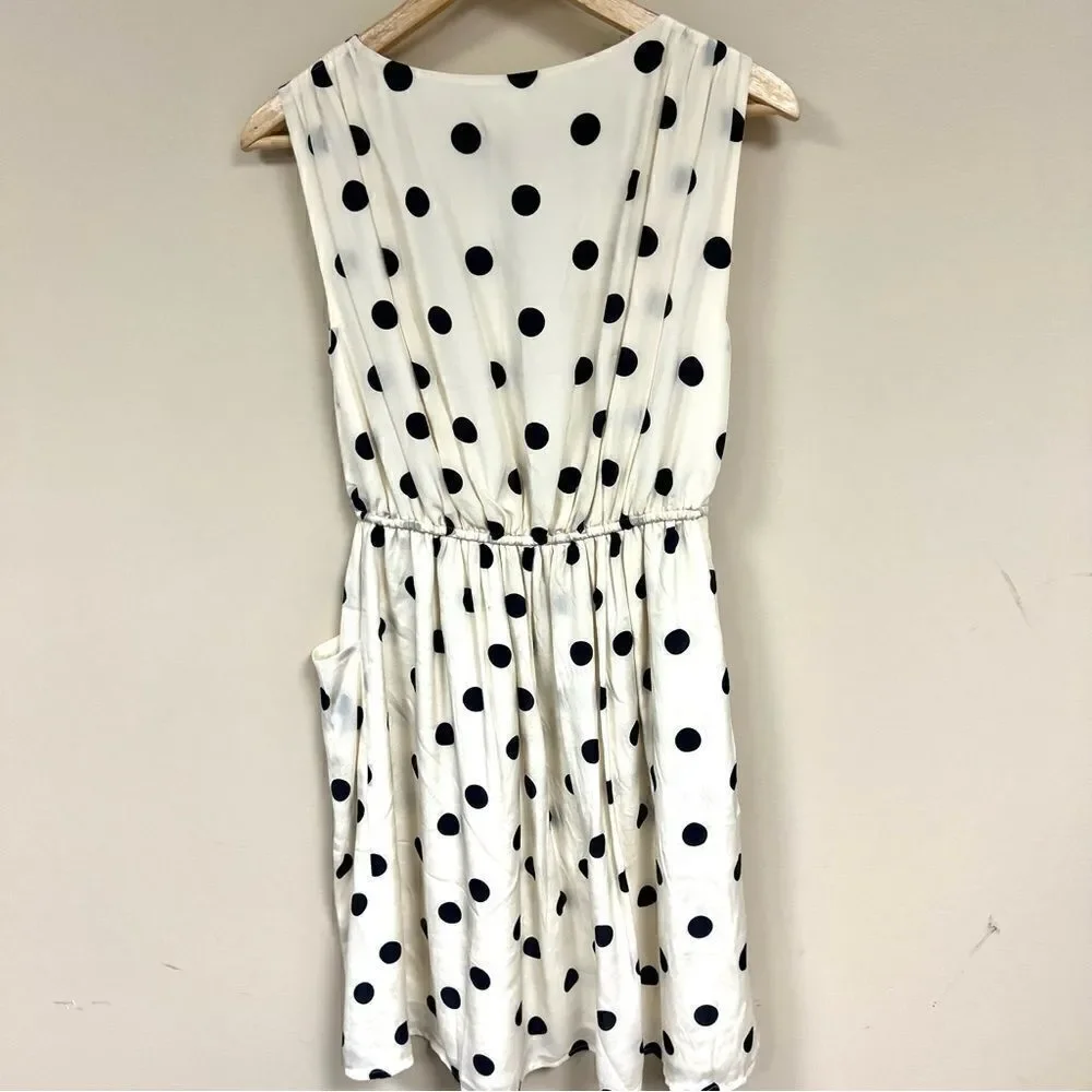 J Crew polka dot dress 100 % silk with pockets size 0